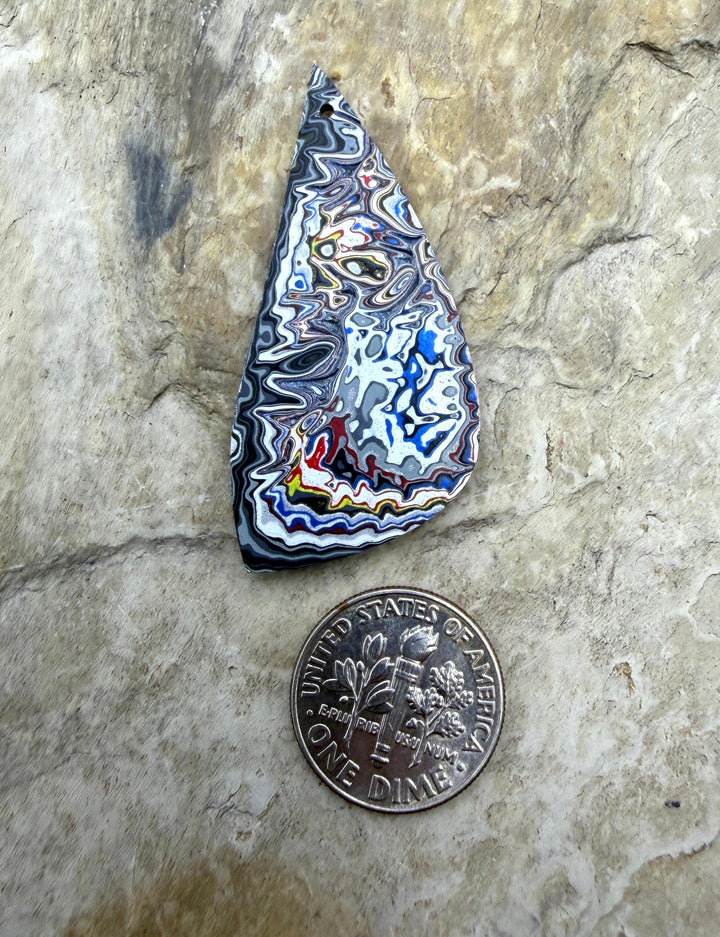 Priemium Fordite/Detroit Agate Focal Pendant Bead 21x44mm