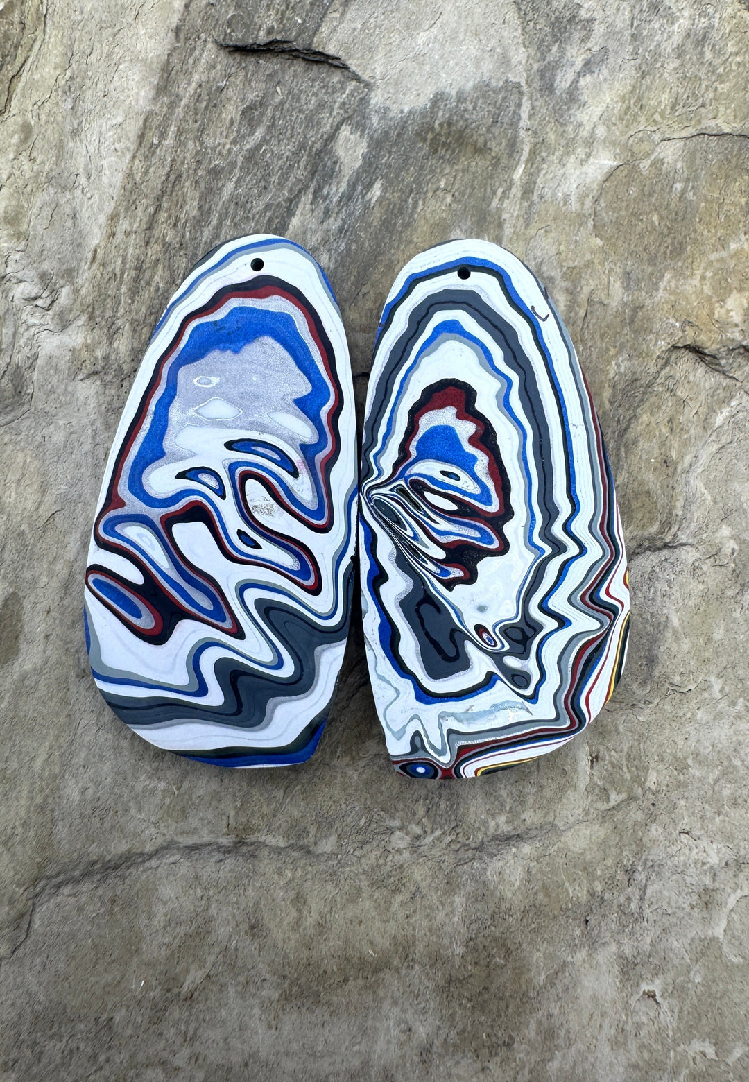 Priemium Fordite/Detroit Agate HUGE Earring Slab Bead Pair