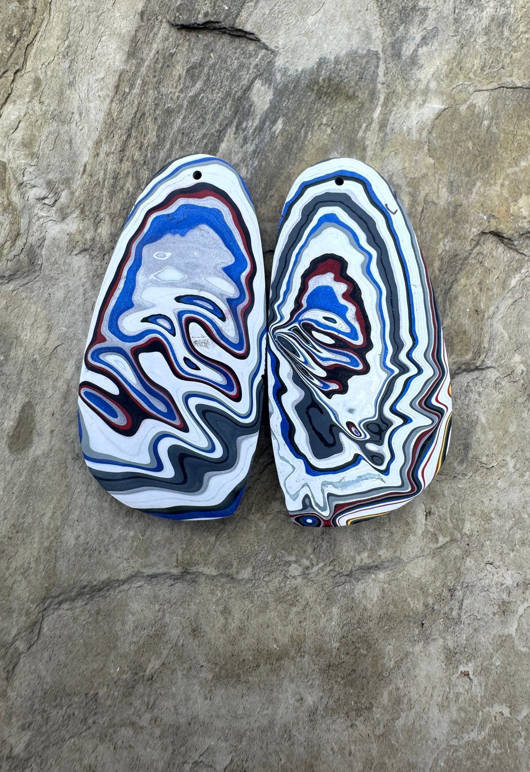 Priemium Fordite/Detroit Agate HUGE Earring Slab Bead Pair