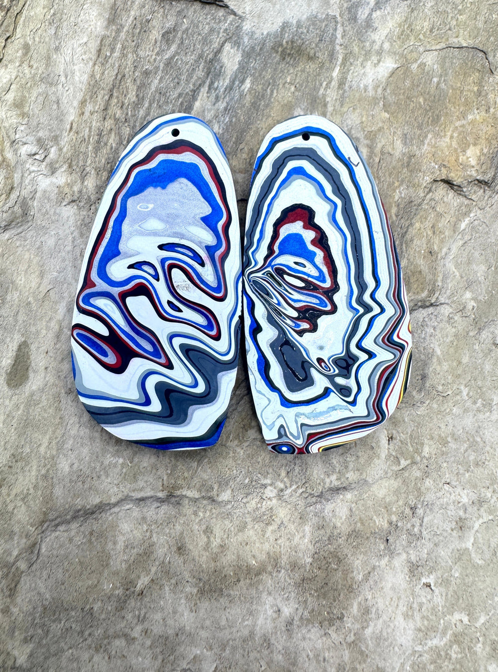 Priemium Fordite/Detroit Agate HUGE Earring Slab Bead Pair