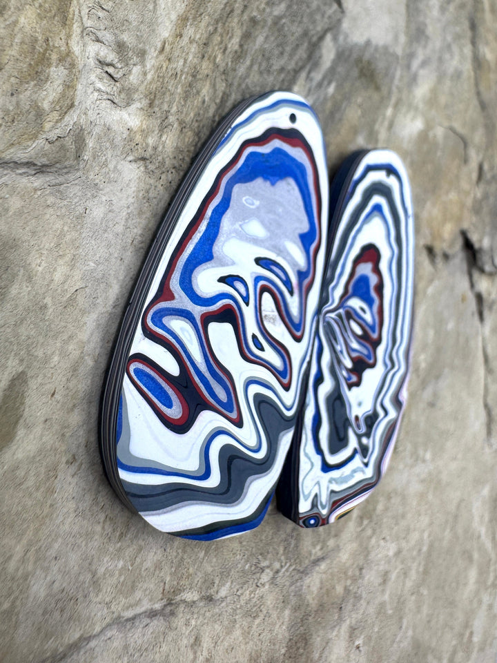 Priemium Fordite/Detroit Agate HUGE Earring Slab Bead Pair