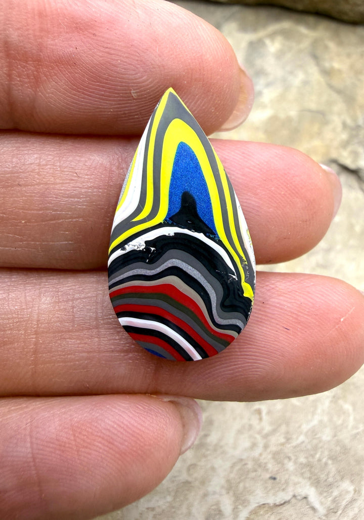 Priemium Fordite/Detroit Agate Teardrop Cabochon 15x26mm