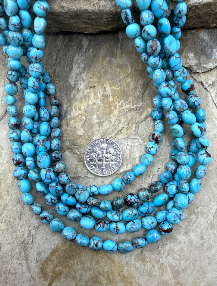 Prince Turquoise (Egypt) 4-6mm Rounded Nugget Beads ONE 16