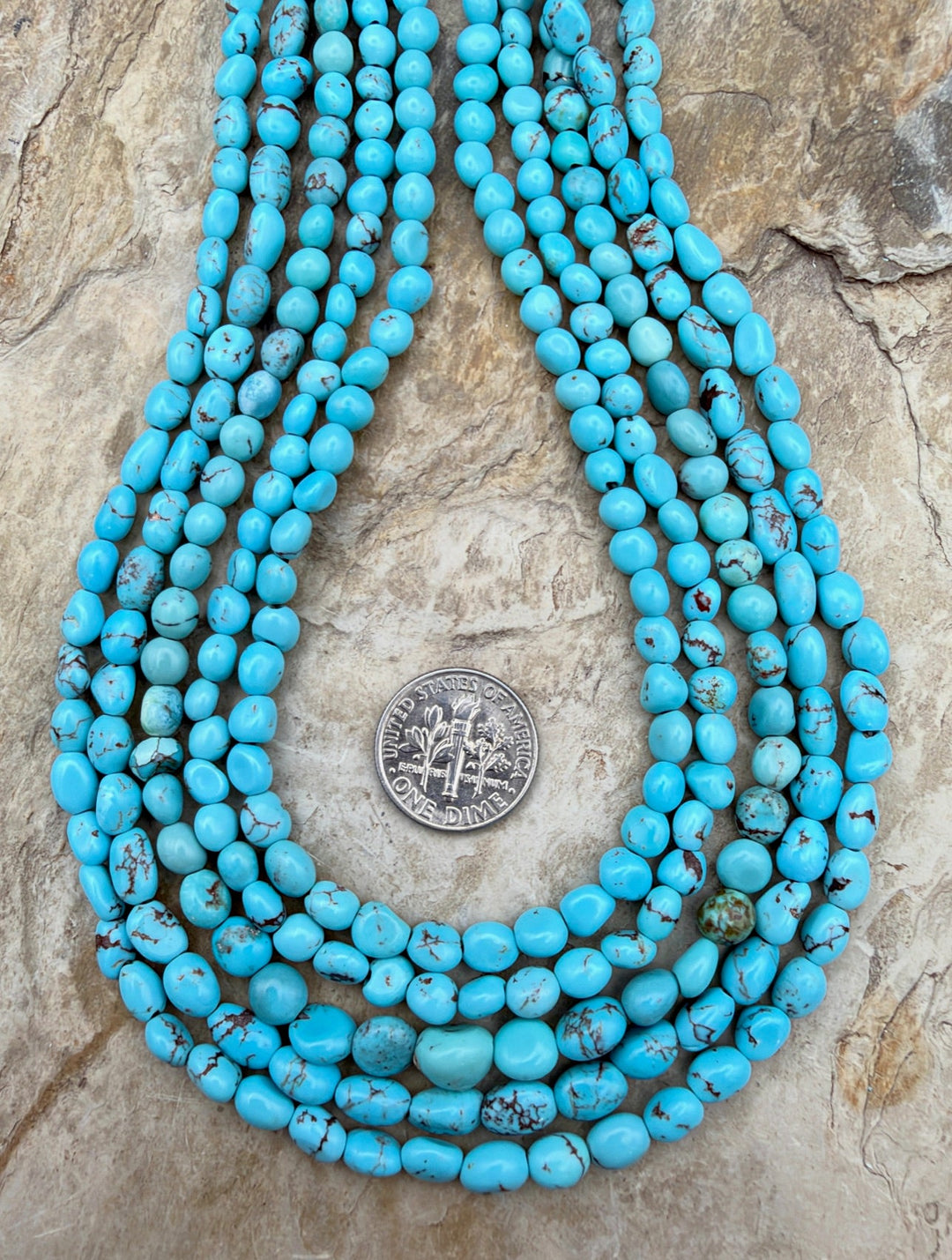 Prince Turquoise (Egypt) Rounded Nugget Beads 4-6mm 16 Inch