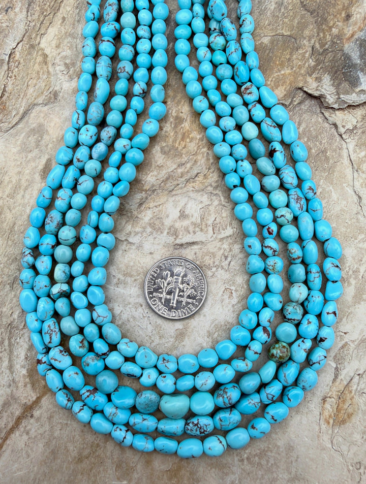 Prince Turquoise (Egypt) Rounded Nugget Beads 4-6mm 16 Inch