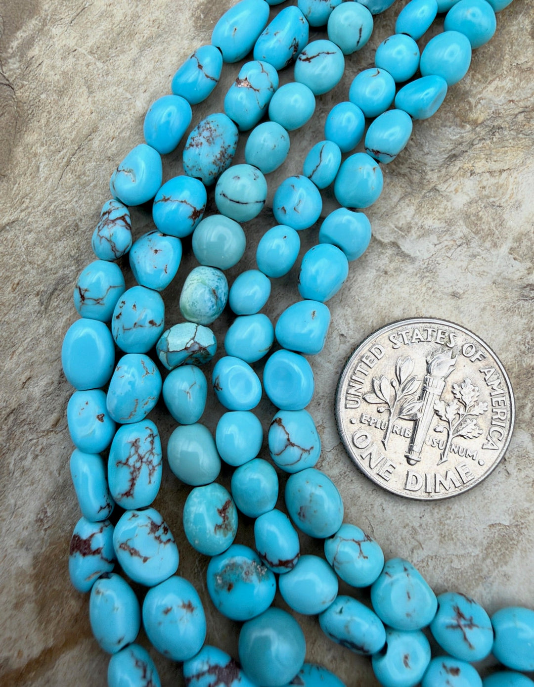 Prince Turquoise (Egypt) Rounded Nugget Beads 4-6mm 16 Inch