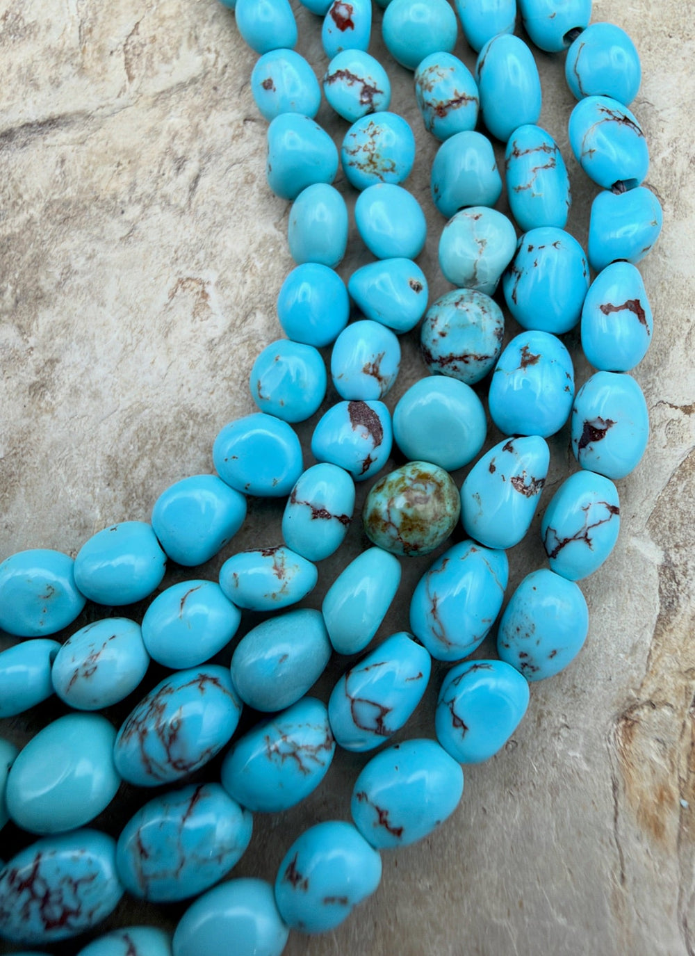 Prince Turquoise (Egypt) Rounded Nugget Beads 4-6mm 16 Inch