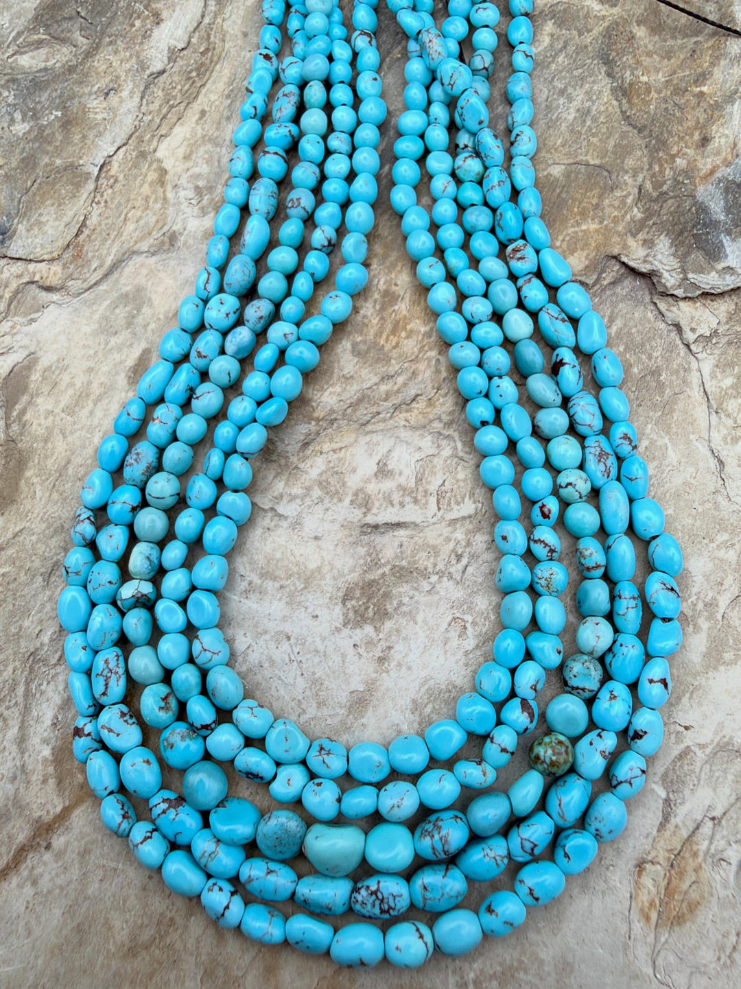 Prince Turquoise (Egypt) Rounded Nugget Beads 4-6mm 16 Inch