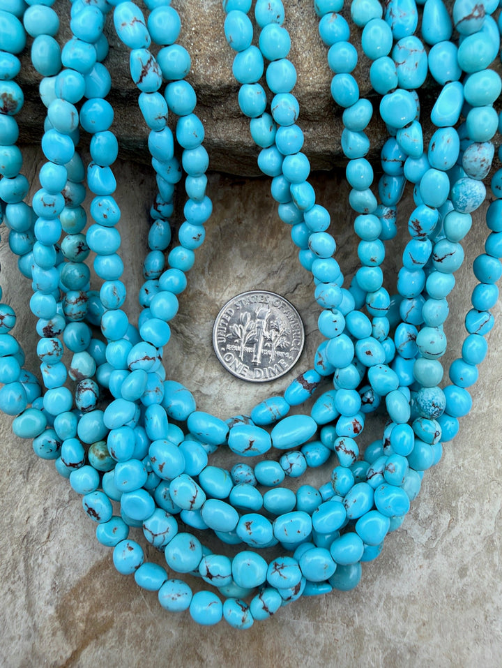 Prince Turquoise (Egypt) Rounded Nugget Beads 4-6mm 16 Inch