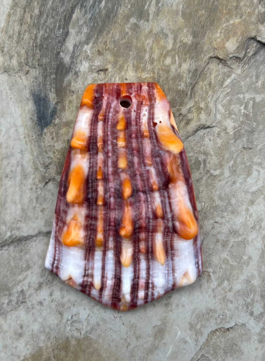 Purple and Orange Spiny Oyster BIG Focal Pendant Bead