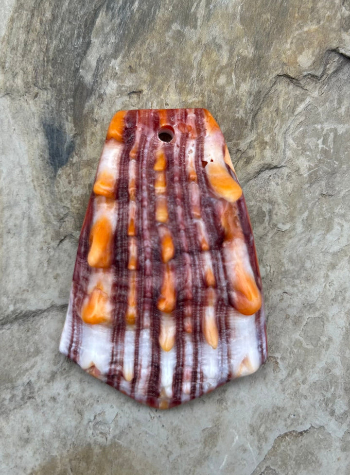 Purple and Orange Spiny Oyster BIG Focal Pendant Bead