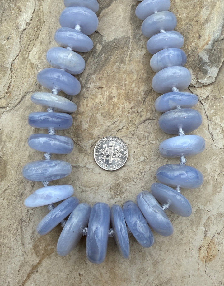Purple Chalcedony Huge Irregular Graduated Rondelle Beads