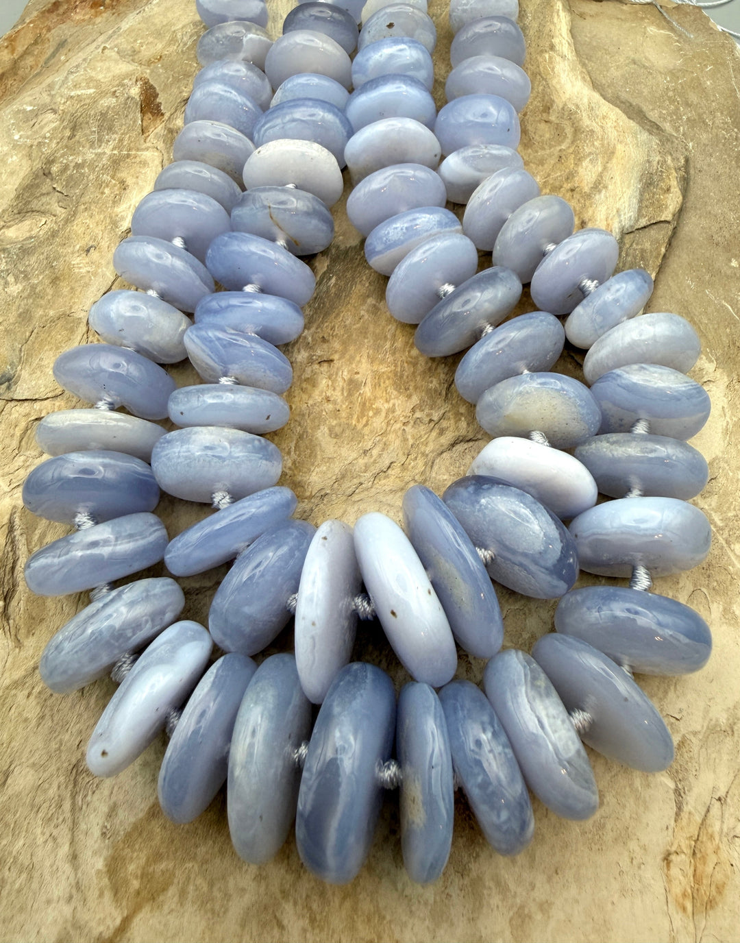 Purple Chalcedony Huge Irregular Graduated Rondelle Beads