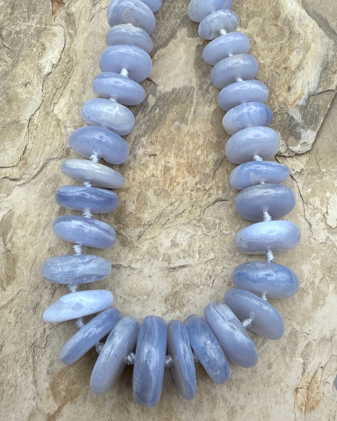 Purple Chalcedony Huge Irregular Graduated Rondelle Beads