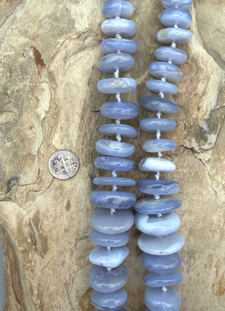 Purple Chalcedony Huge Irregular Graduated Rondelle Beads