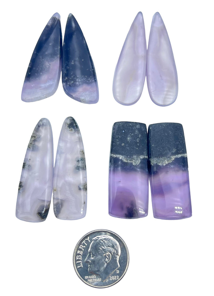 Purple Moss Agate Matching Cabochon Pairs Various Shapes