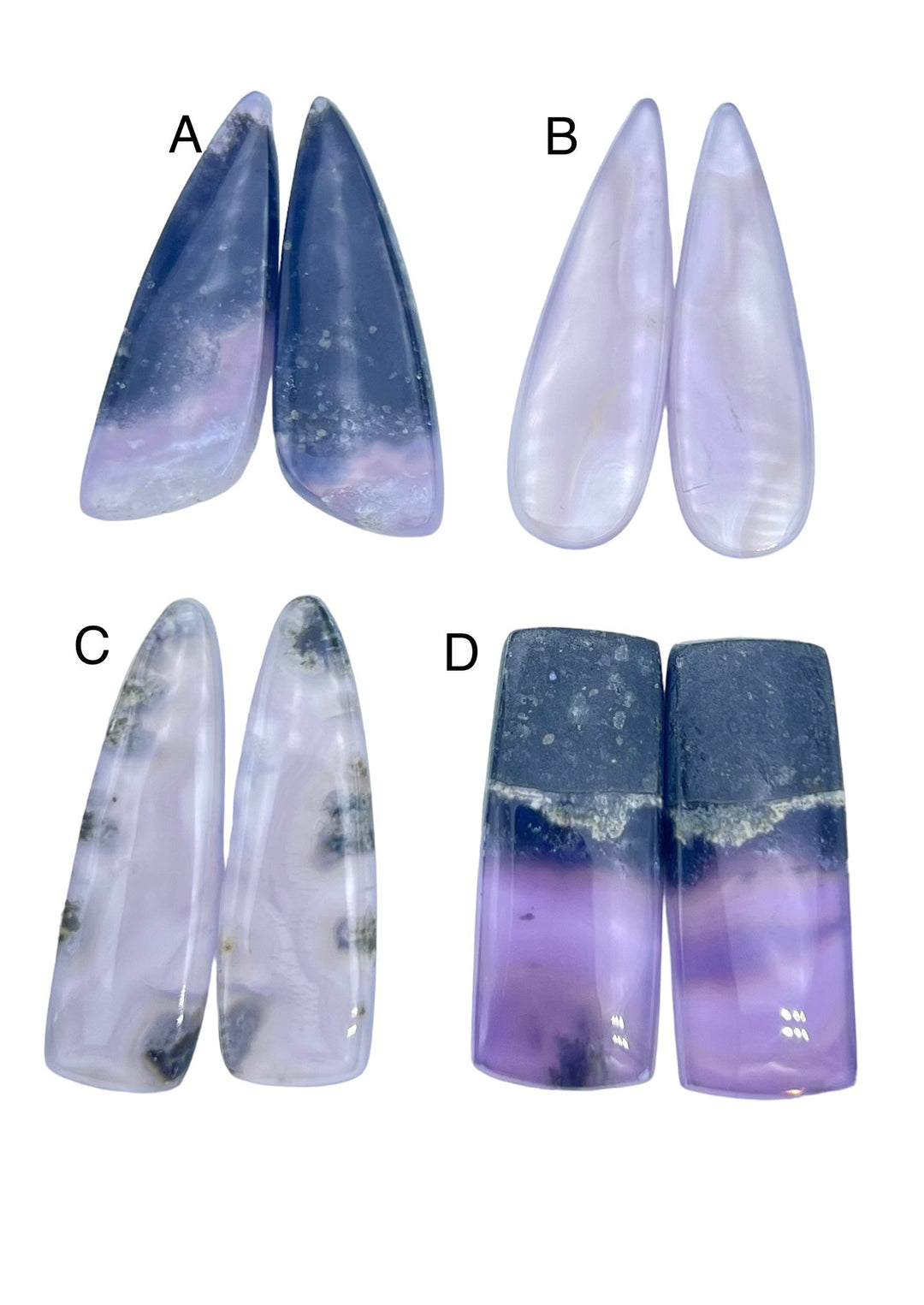 Purple Moss Agate Matching Cabochon Pairs Various Shapes