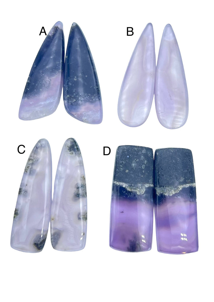 Purple Moss Agate Matching Cabochon Pairs Various Shapes