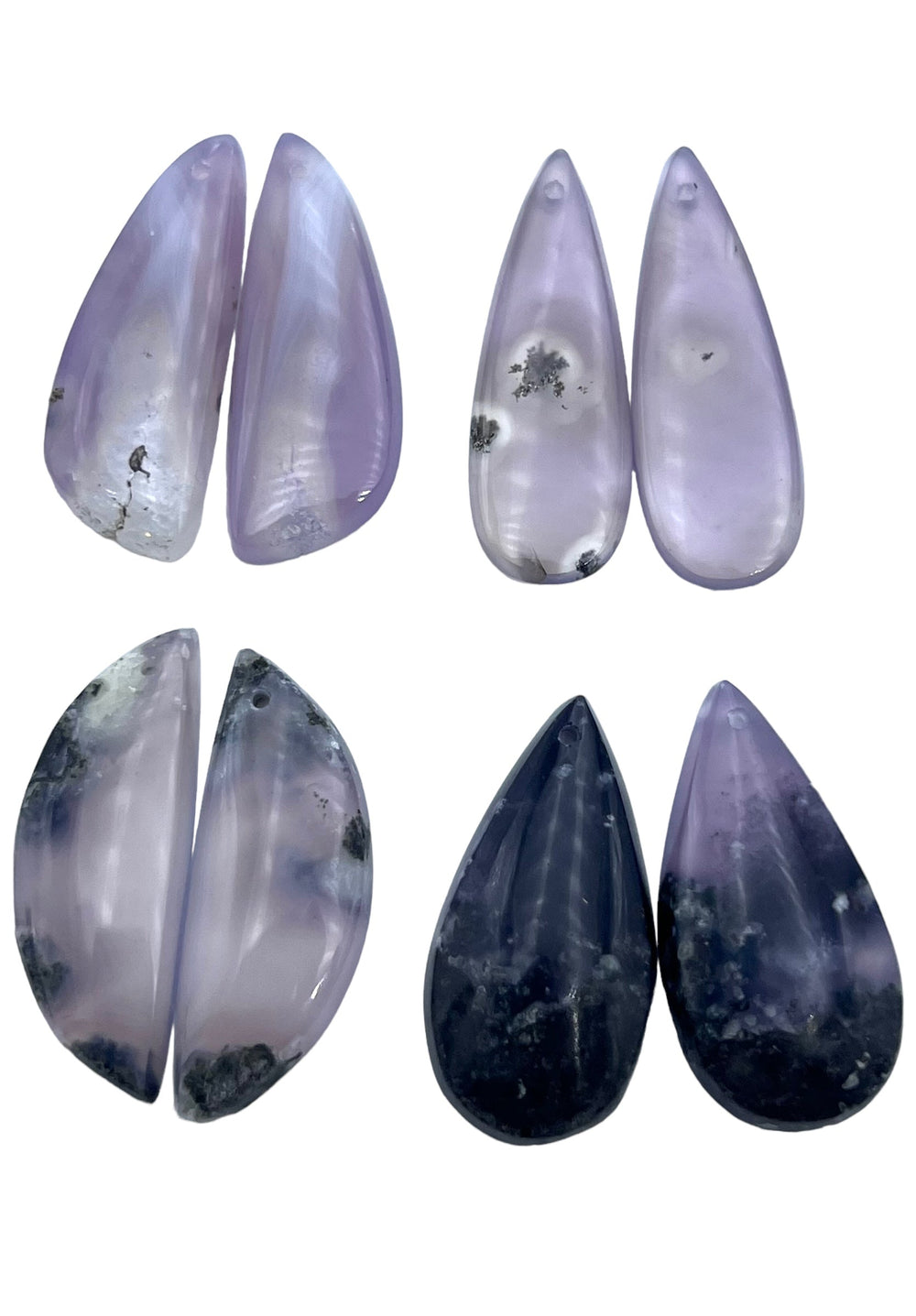 Purple Moss Agate Matching Earring Bead Pairs Various Shapes