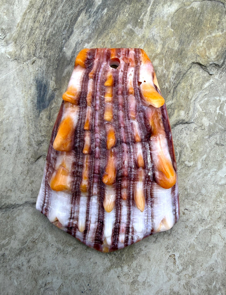 Purple/Orange Spiny LARGE Focal Pendant Bead (Large Hole)