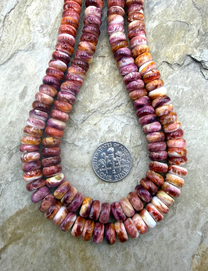 Purple/Red Spiny Oyster 8mmRondelle Beads One 16 Inch