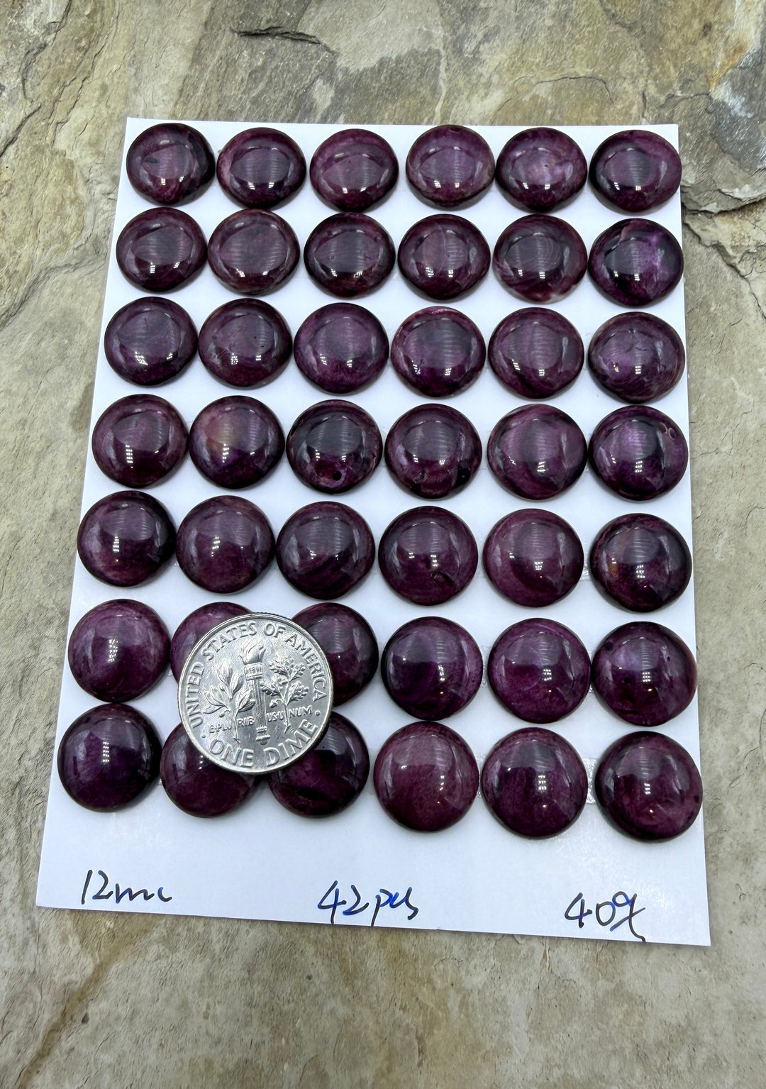 Purple Spiny Oyster 12mm Round Cabochons (Package of 3