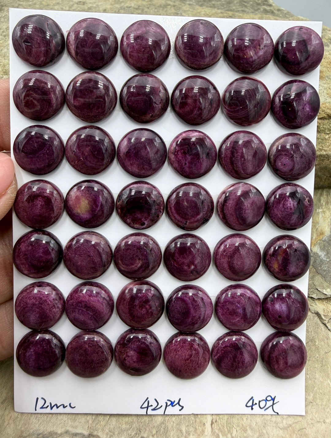 Purple Spiny Oyster 12mm Round Cabochons (Package of 3