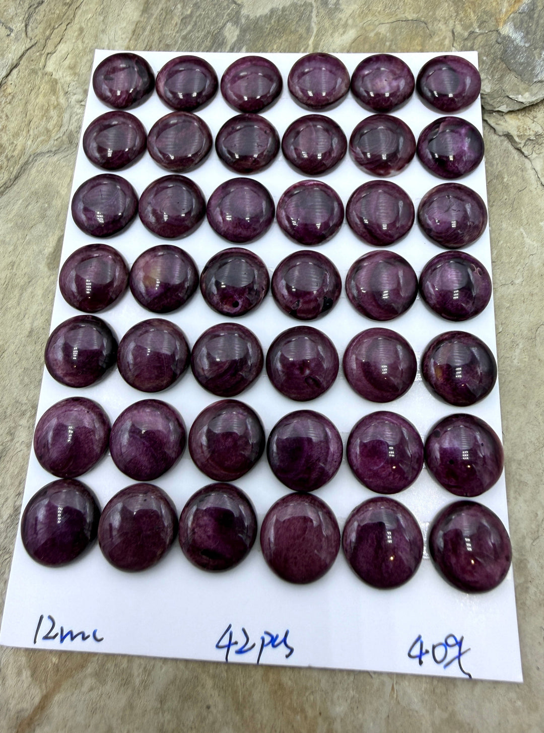 Purple Spiny Oyster 12mm Round Cabochons (Package of 3