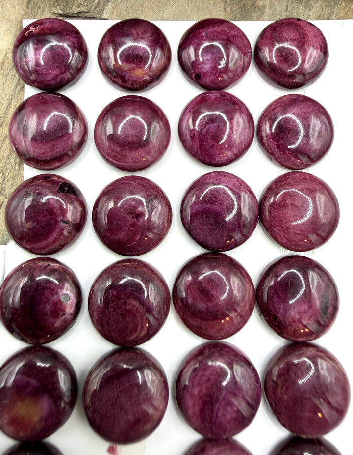 Purple Spiny Oyster 12mm Round Cabochons Package of 3