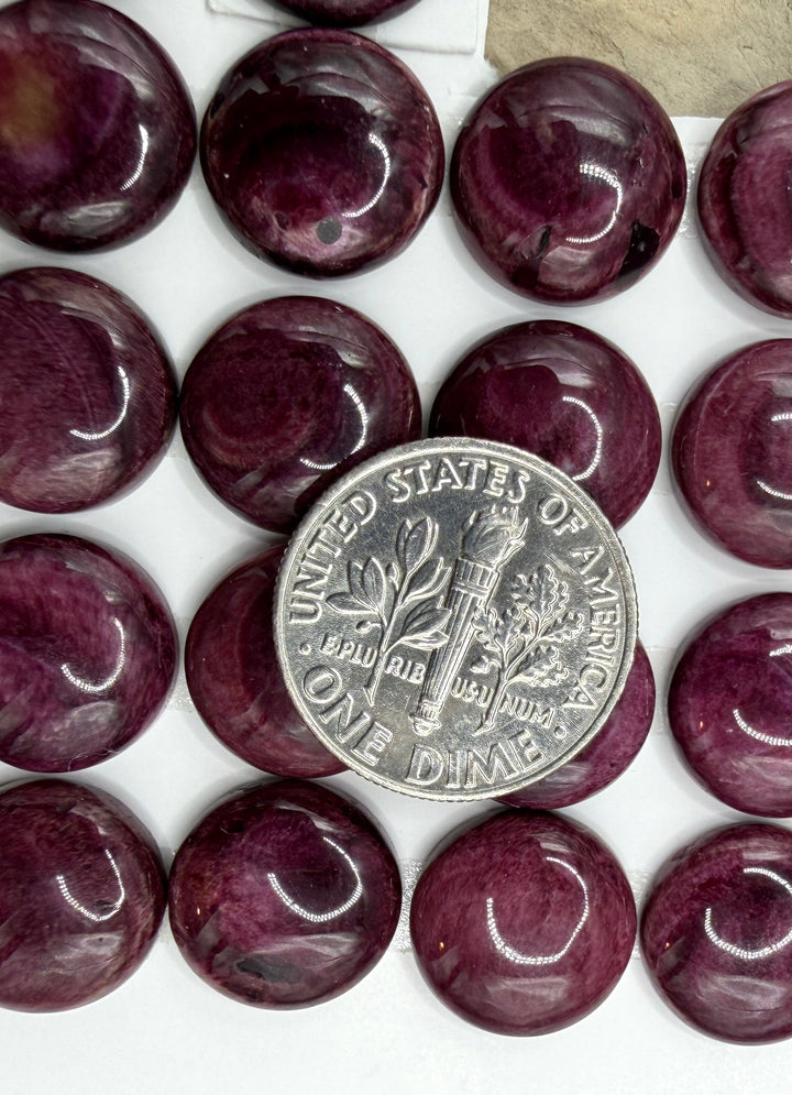 Purple Spiny Oyster 12mm Round Cabochons Package of 3