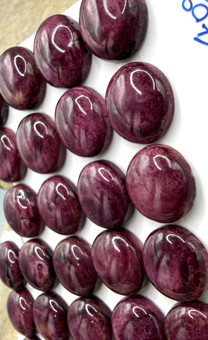 Purple Spiny Oyster 12mm Round Cabochons Package of 3