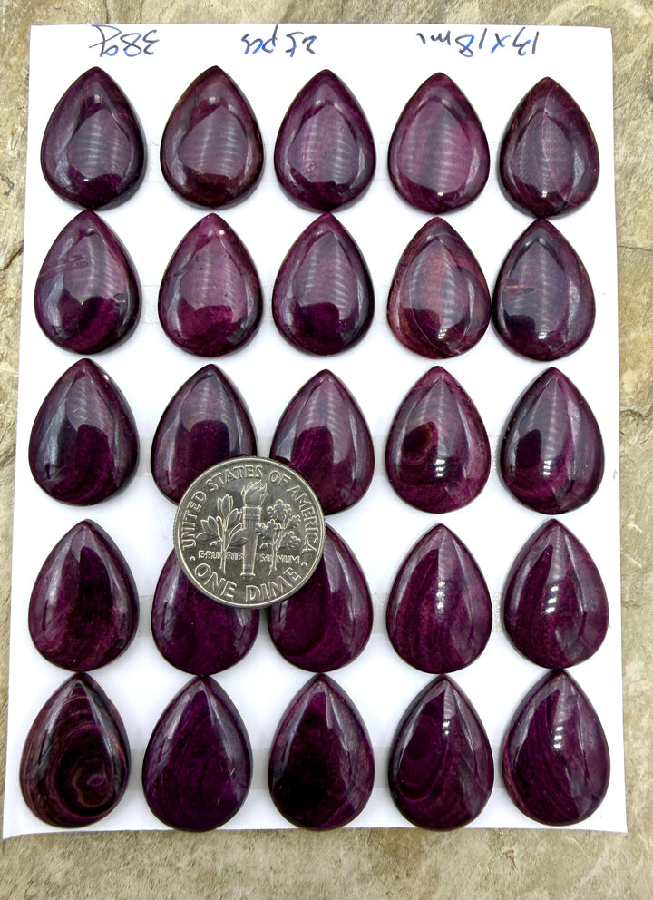 Purple Spiny Oyster 13x18mm Teardrop Shaped Cabochons