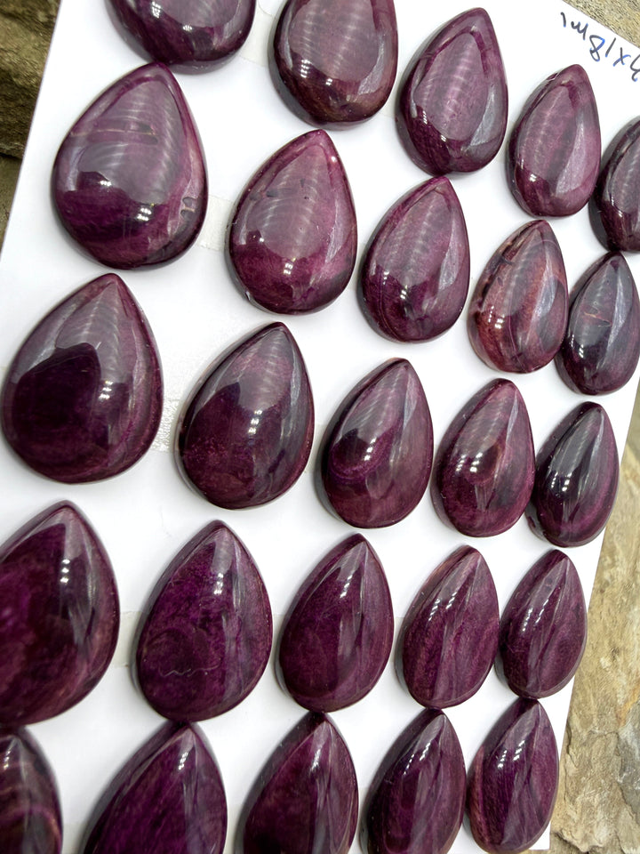 Purple Spiny Oyster 13x18mm Teardrop Shaped Cabochons