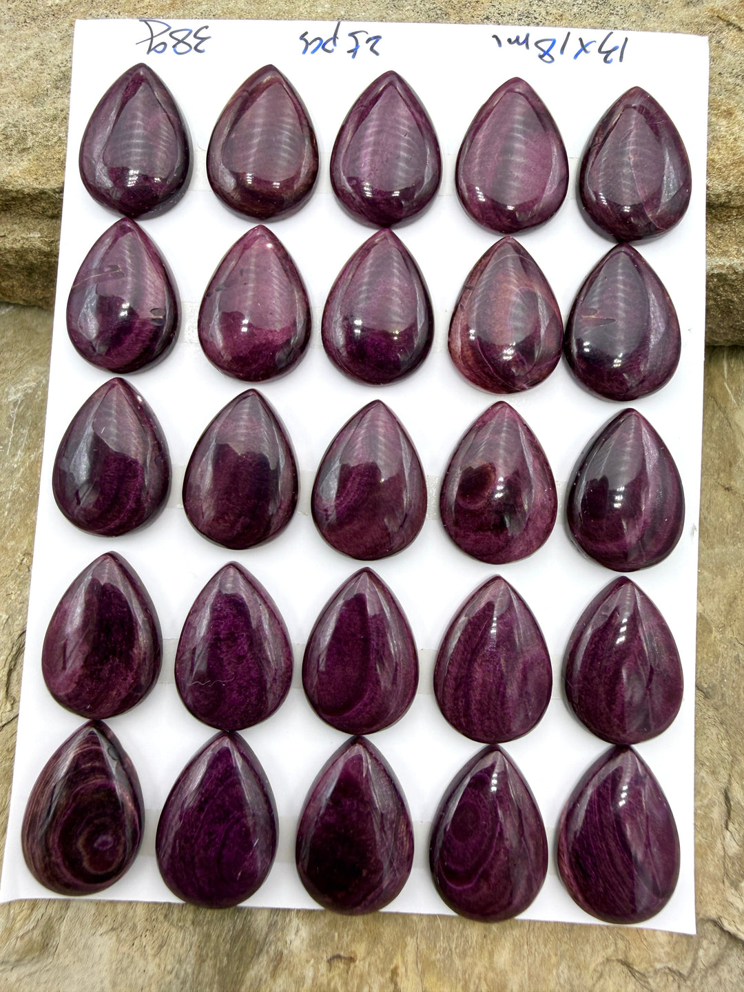 Purple Spiny Oyster 13x18mm Teardrop Shaped Cabochons