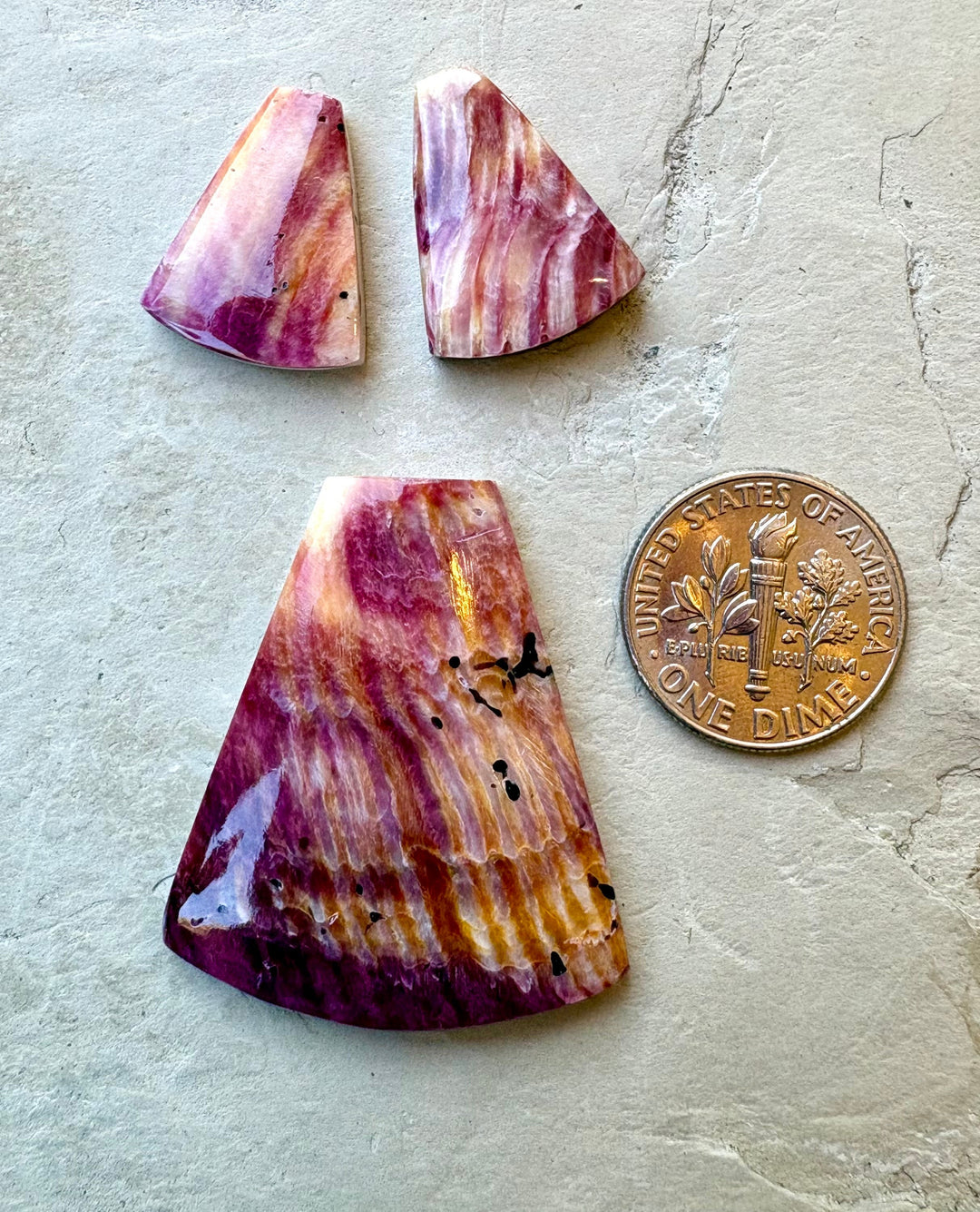 Purple Spiny Oyster 3 Piece Cabochon Pendant and Earring