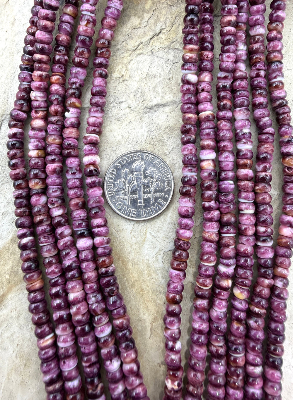 Purple Spiny Oyster 4mm Rondelle Beads 16 Inch Strand