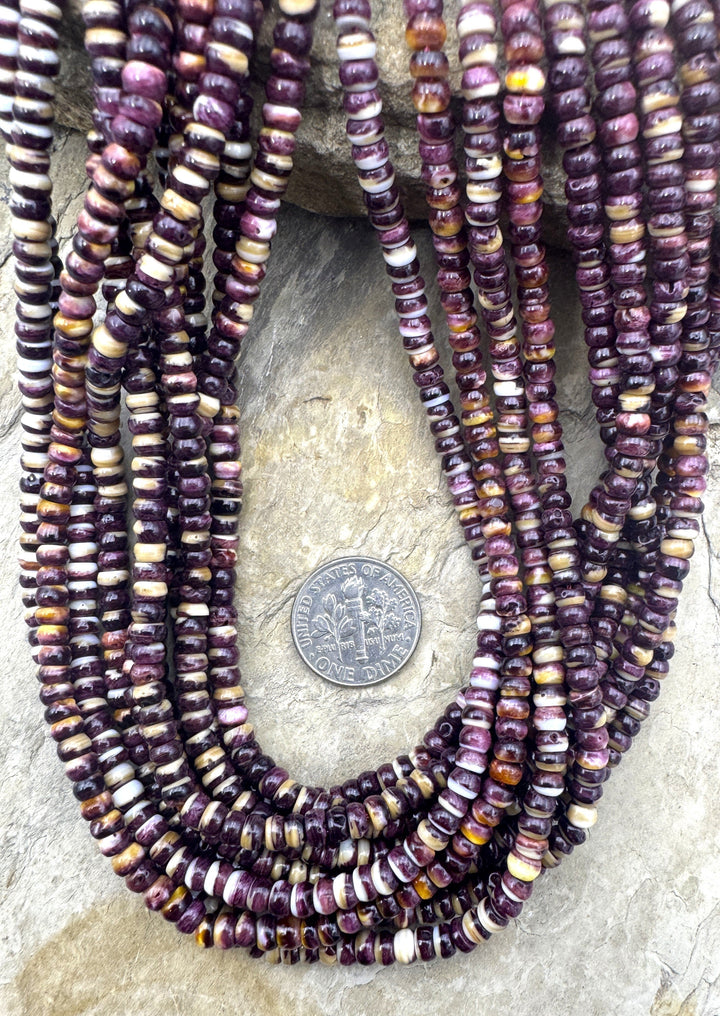 Purple Spiny Oyster 4mm Rondelle Beads 16 inch Strand