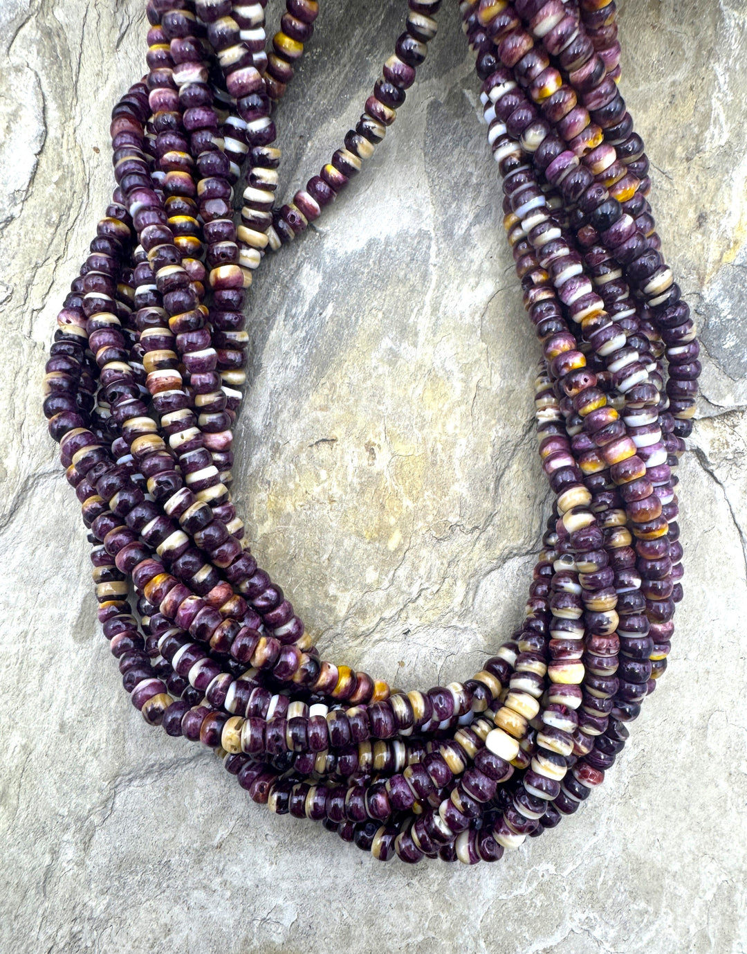Purple Spiny Oyster 4mm Rondelle Beads 16 inch Strand