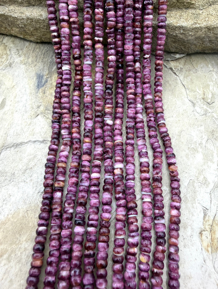 Purple Spiny Oyster 4mm Rondelle Beads 16 Inch Strand