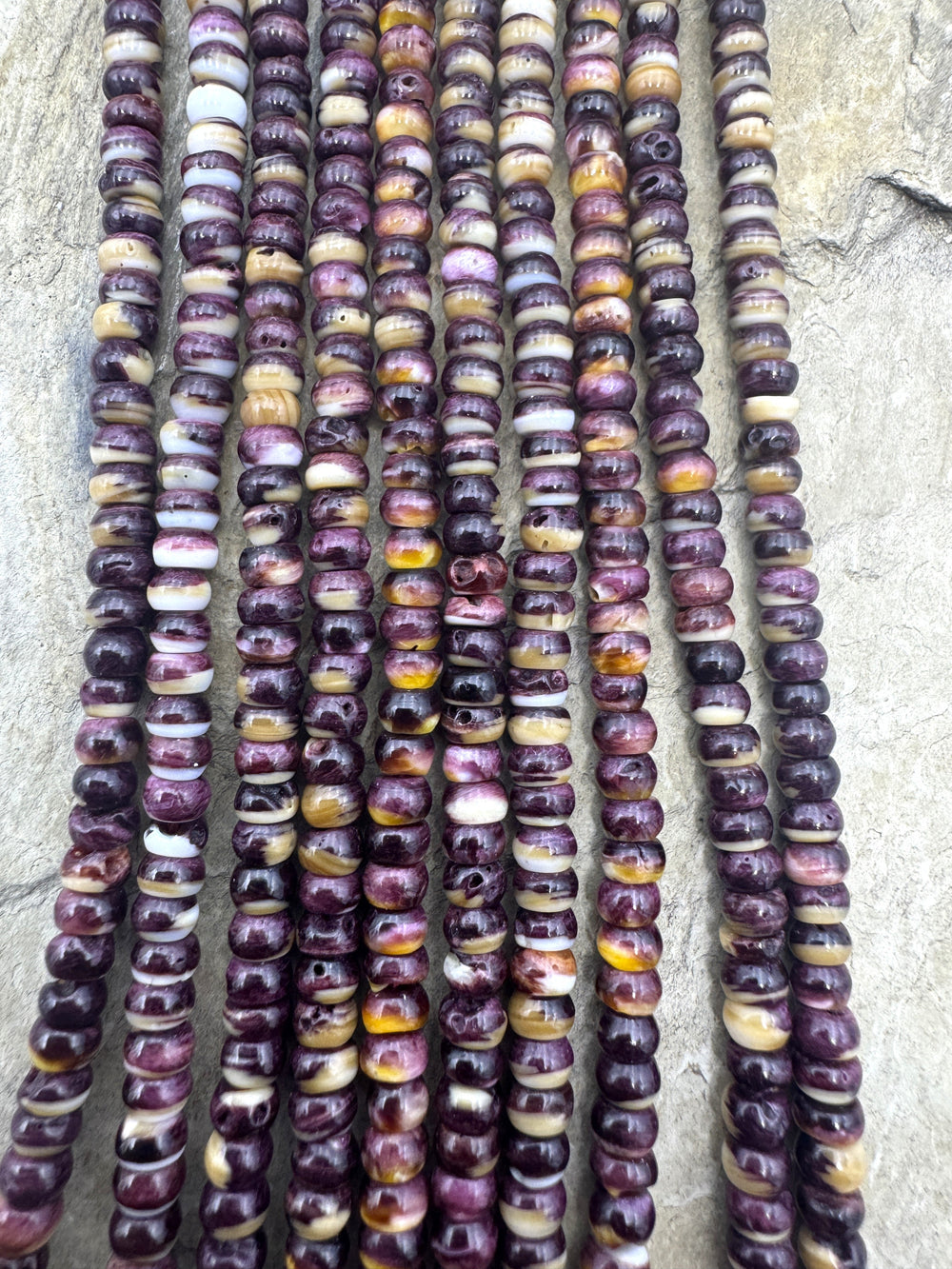 Purple Spiny Oyster 4mm Rondelle Beads 16 inch Strand