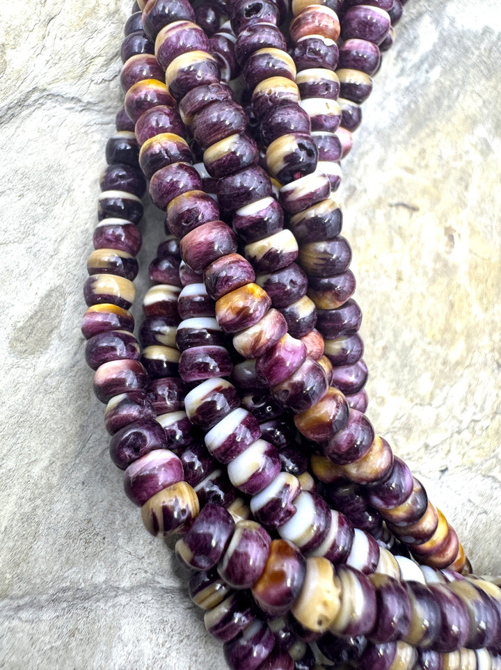 Purple Spiny Oyster 4mm Rondelle Beads 16 inch Strand