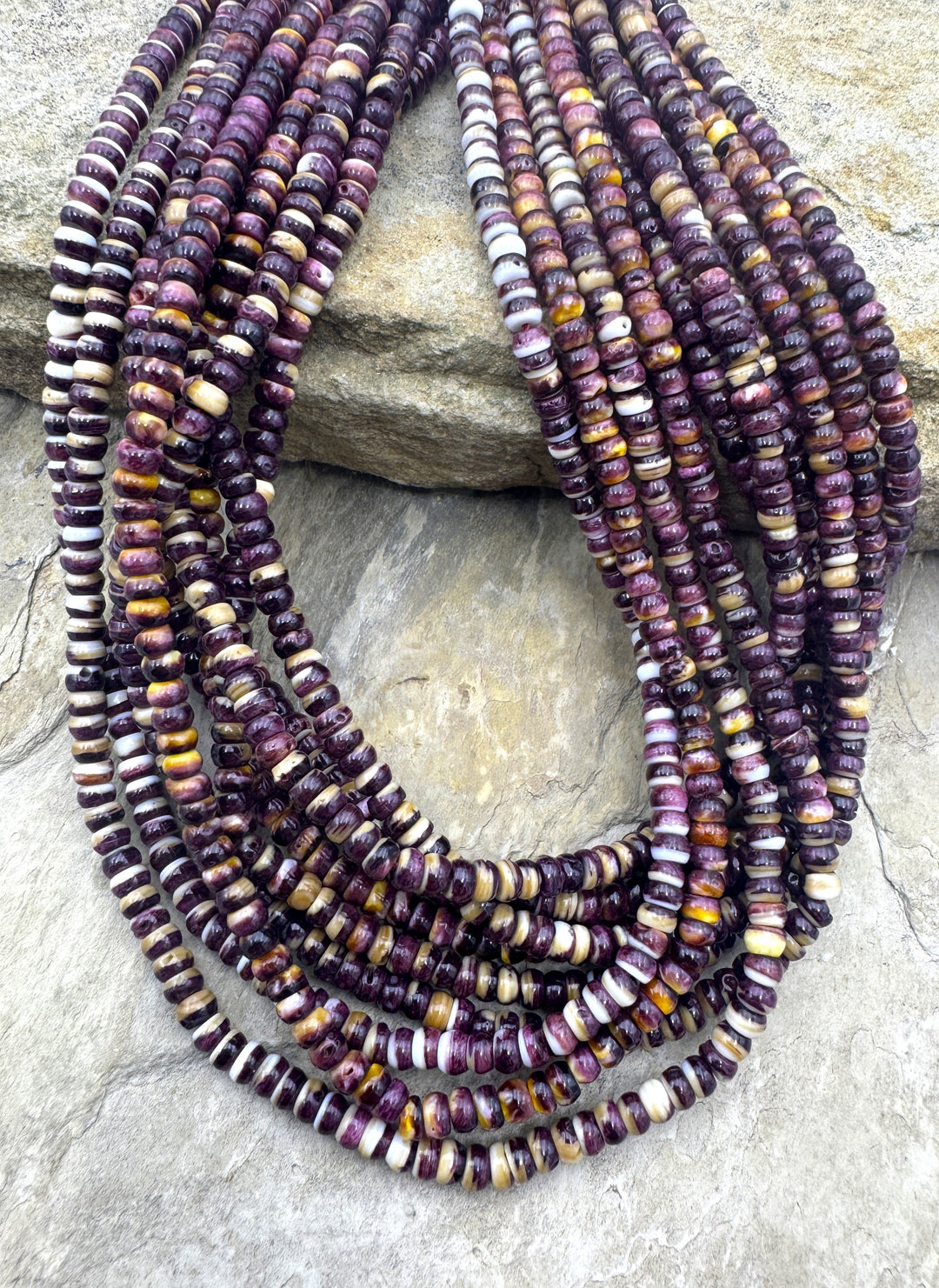 Purple Spiny Oyster 4mm Rondelle Beads 16 inch Strand