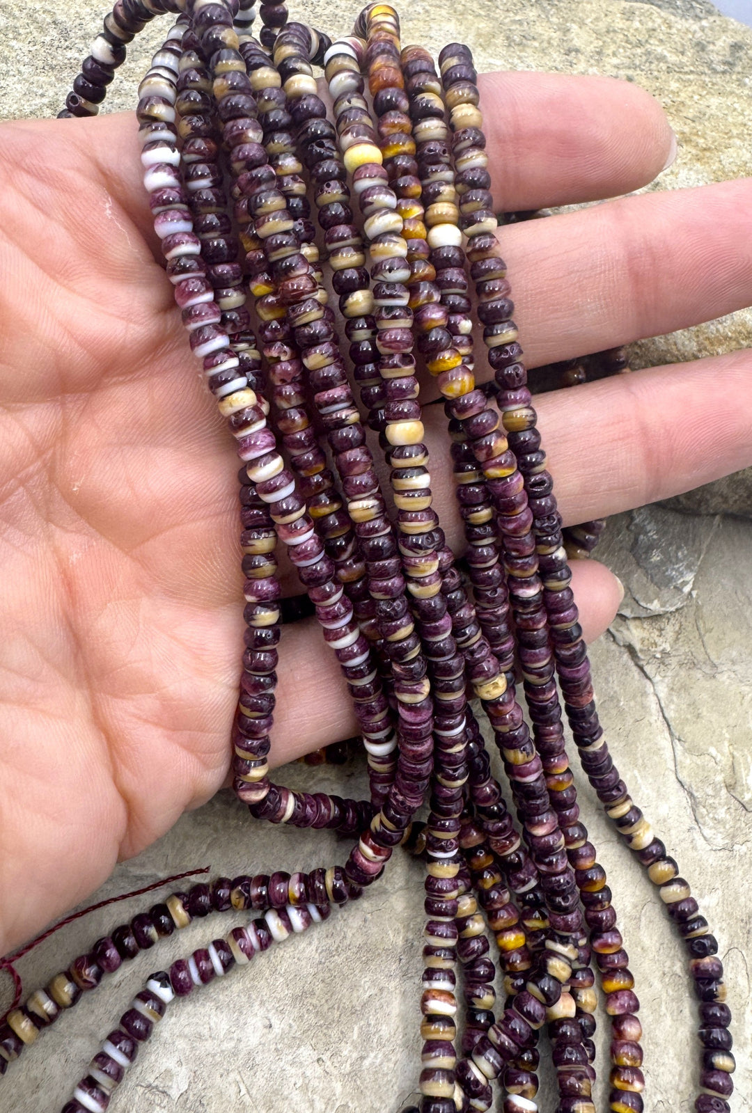 Purple Spiny Oyster 4mm Rondelle Beads 16 inch Strand