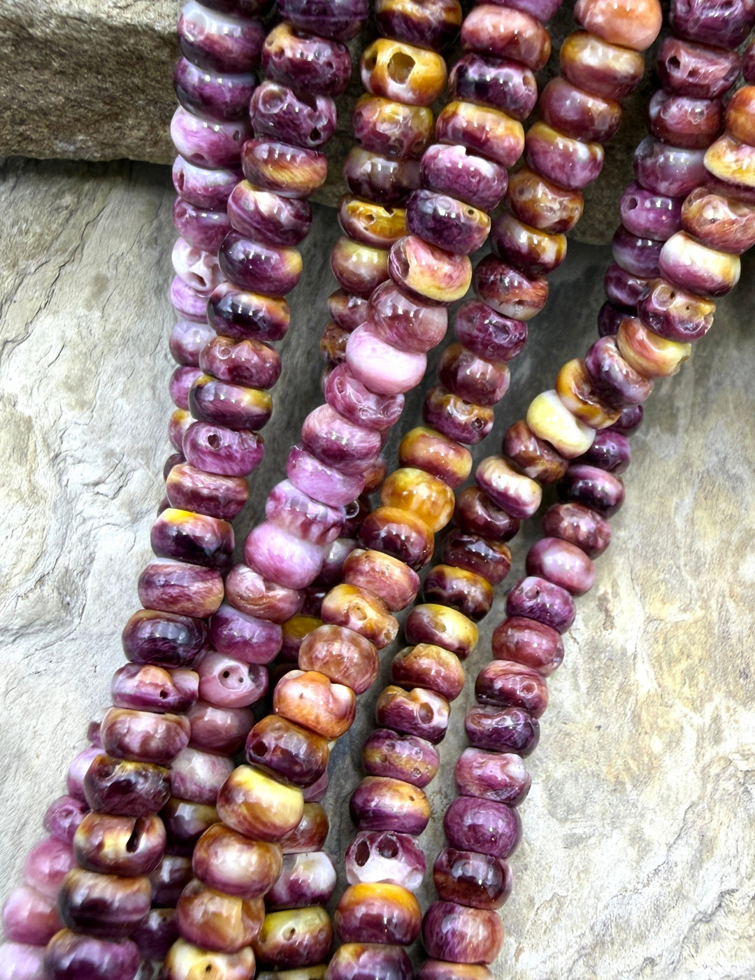 Purple Spiny Oyster 4mm Rondelle Beads One 16 Inch Strand