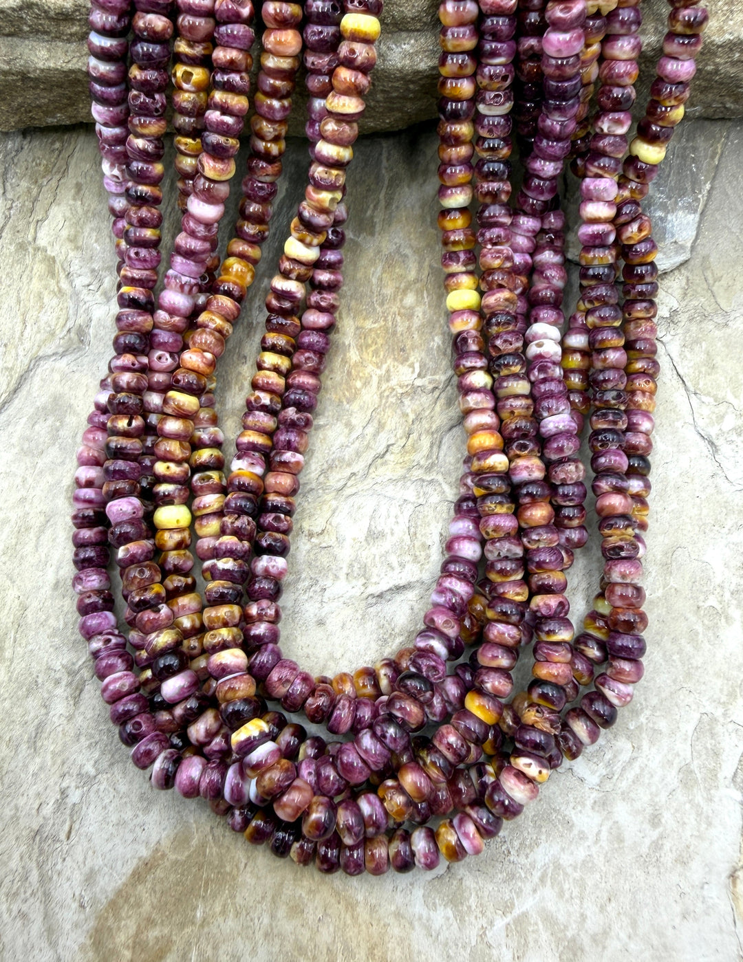 Purple Spiny Oyster 4mm Rondelle Beads One 16 Inch Strand