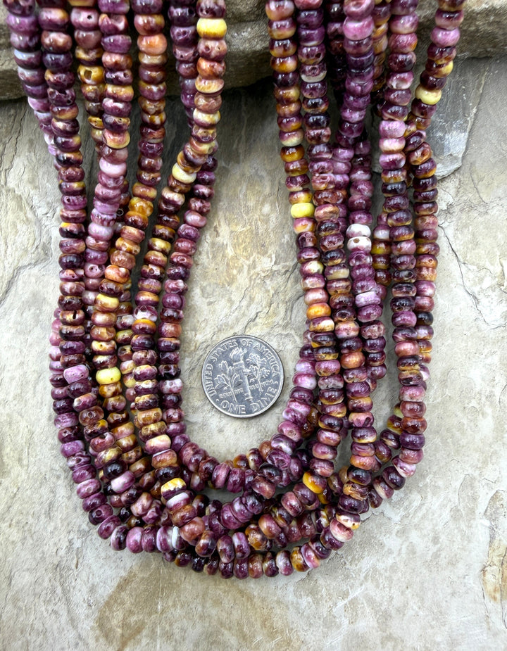Purple Spiny Oyster 4mm Rondelle Beads One 16 Inch Strand