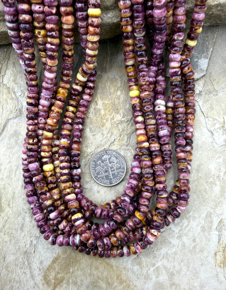 Purple Spiny Oyster 4mm Rondelle Beads One 16 Inch Strand
