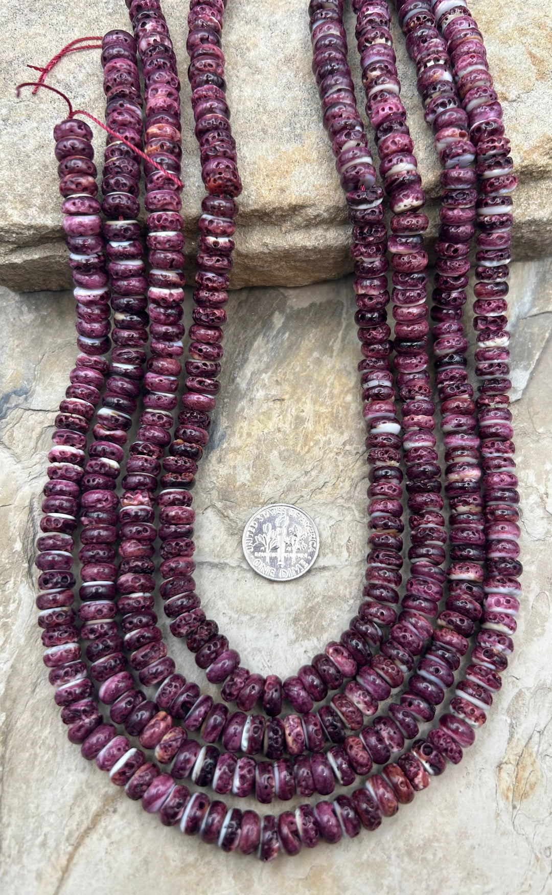 Purple Spiny Oyster 8mm Rondelle Beads ONE 16 Inch Strand