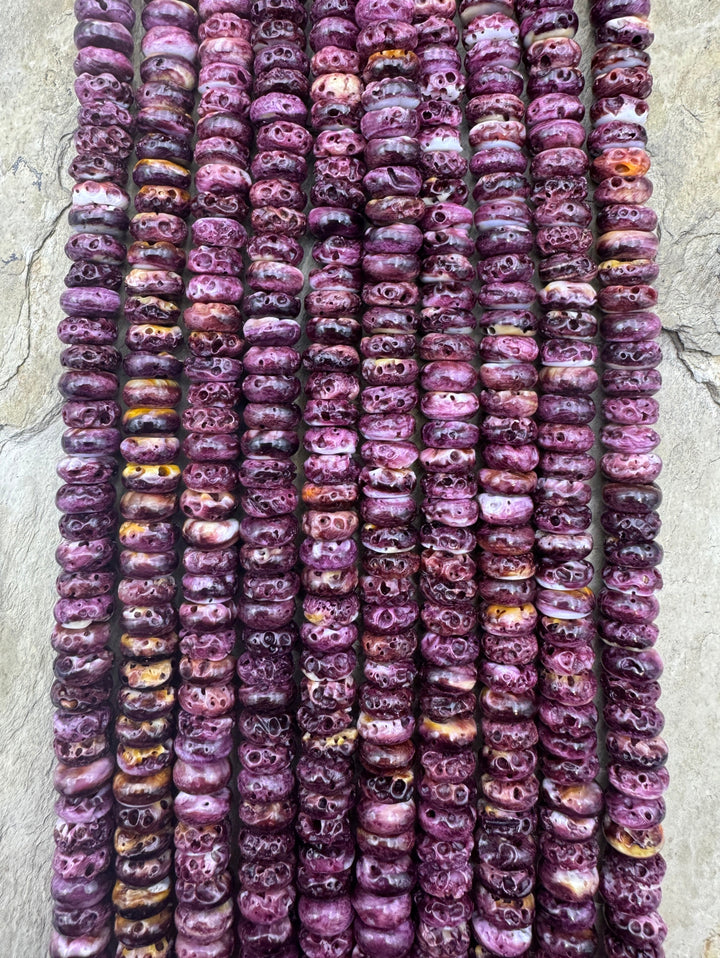 Purple Spiny Oyster 8mm Rondelle Shaped Beads 16 inch