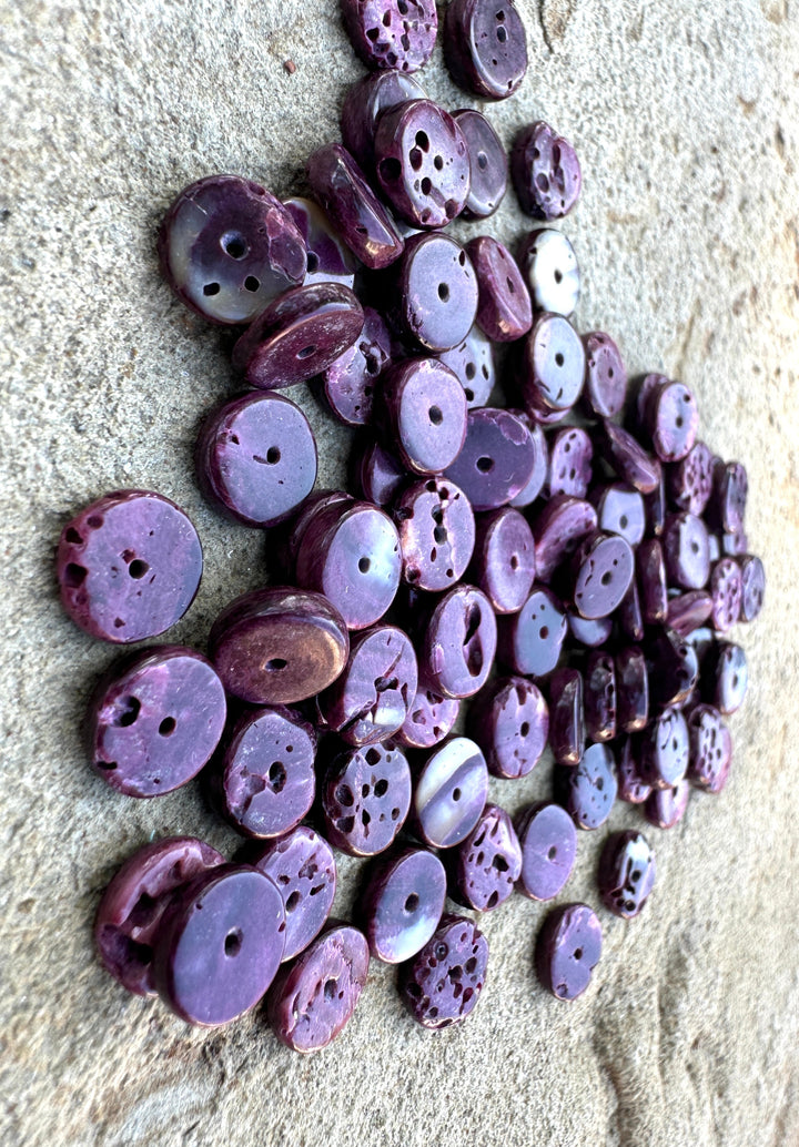 Purple Spiny Oyster 9mm Wheel Shaped Beads Package of 9